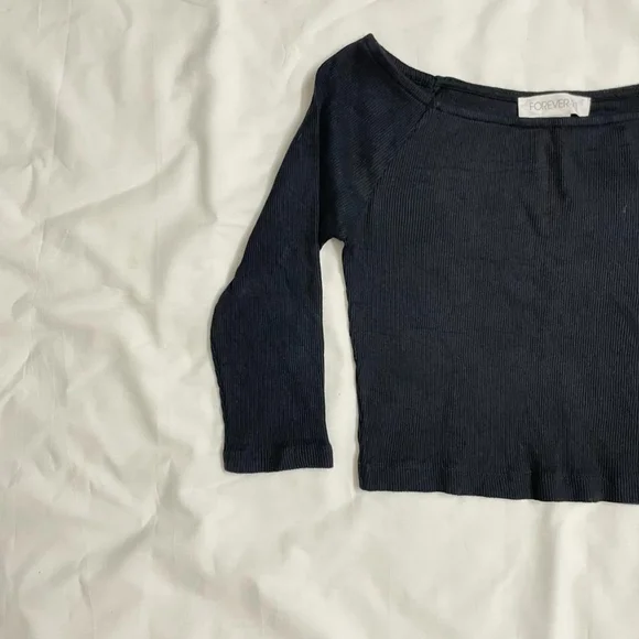 Forever 21 Black - off shoulder ribbed top - Picture 3 of 5